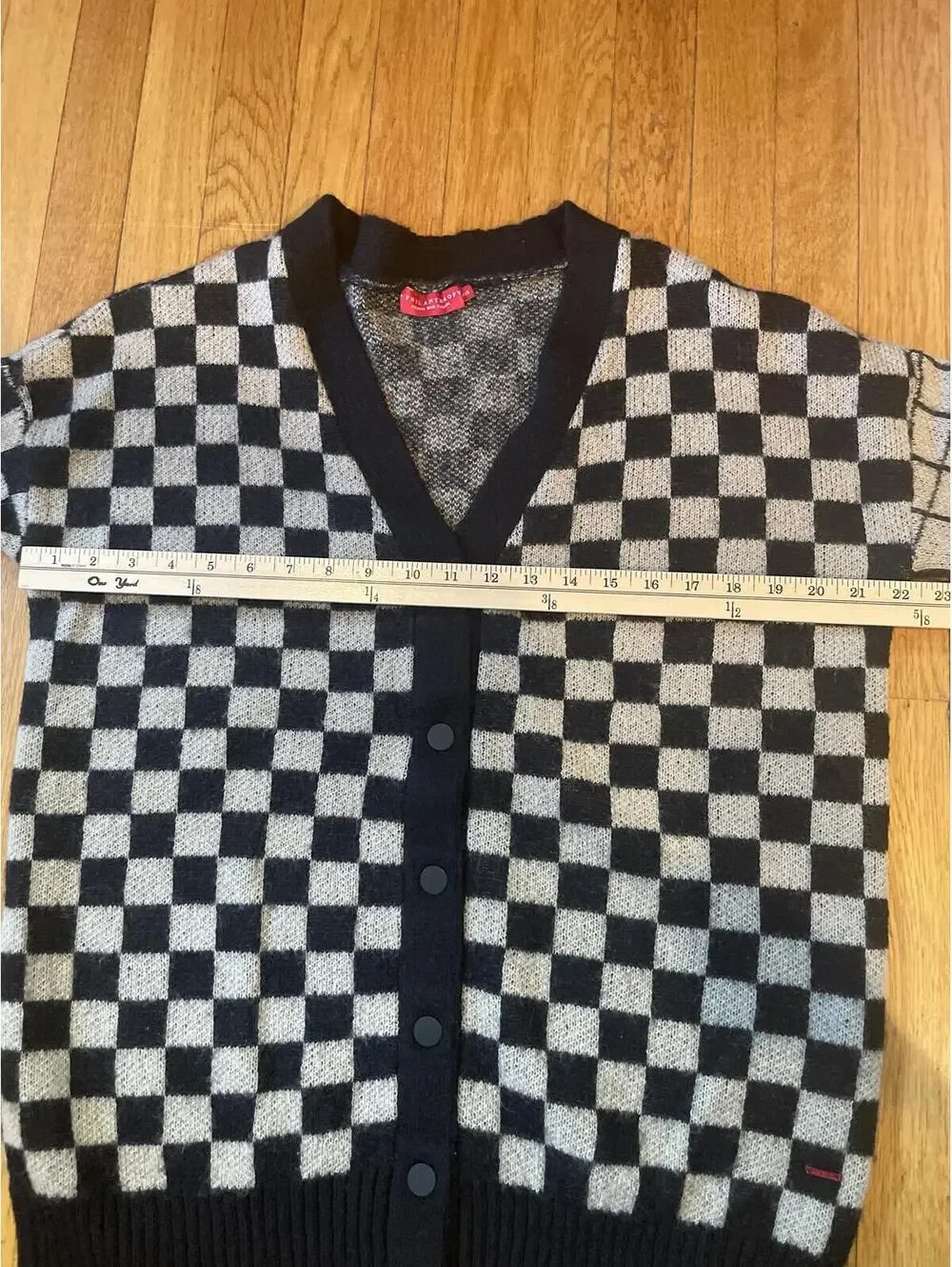 Philanthropy Checkerboard Oversized Cardigan SweaterSmall Black Grandpa Grunge